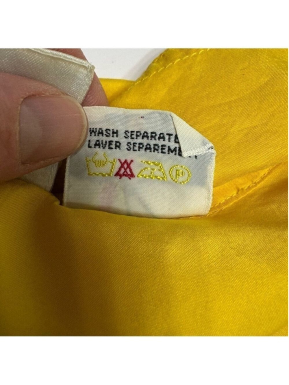 Vintage Yellow Silk Button Up Shirt Oversized Small - Picture 7 of 13